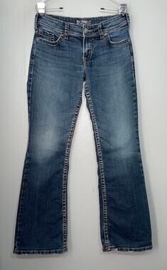 Silver Suki Surplus Size 29 32 Blue Jeans Denim Button Flap Pockets Boho Cowgirl